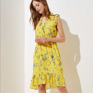Loft Floral Ruffle Flounce Dress